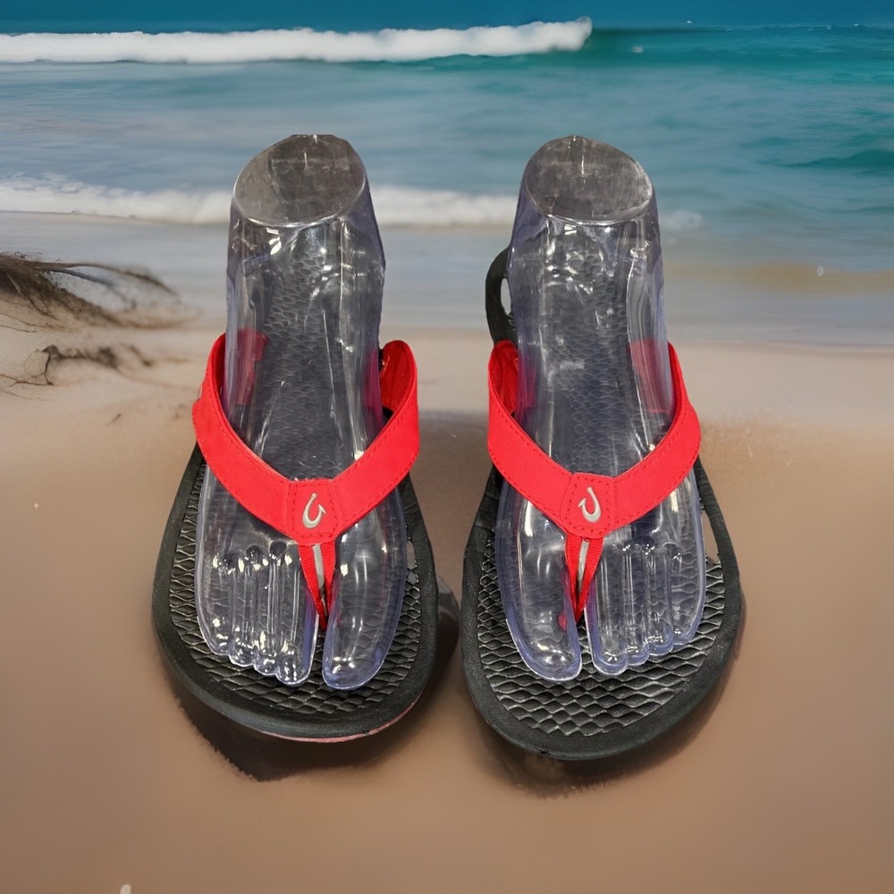 Olukai kia Wahine' Flip Flops Womens Sandals US 9 EUR 39 Red